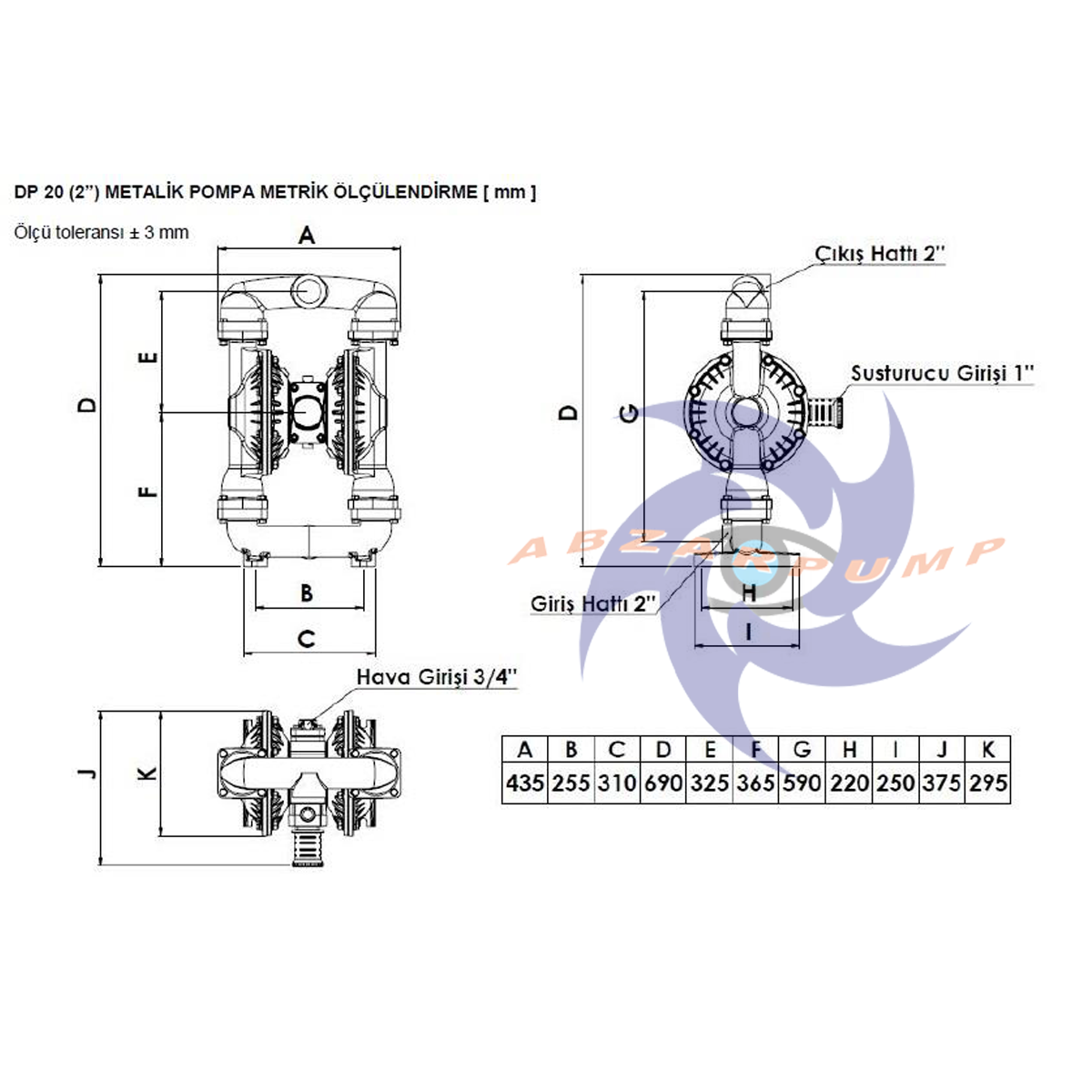 پمپ دیافراگمی بدنه آلومینیومی 1.5 اینچ جنس تفلون ایتالیایی کیفییت عالی DP20 AL-S PLUS